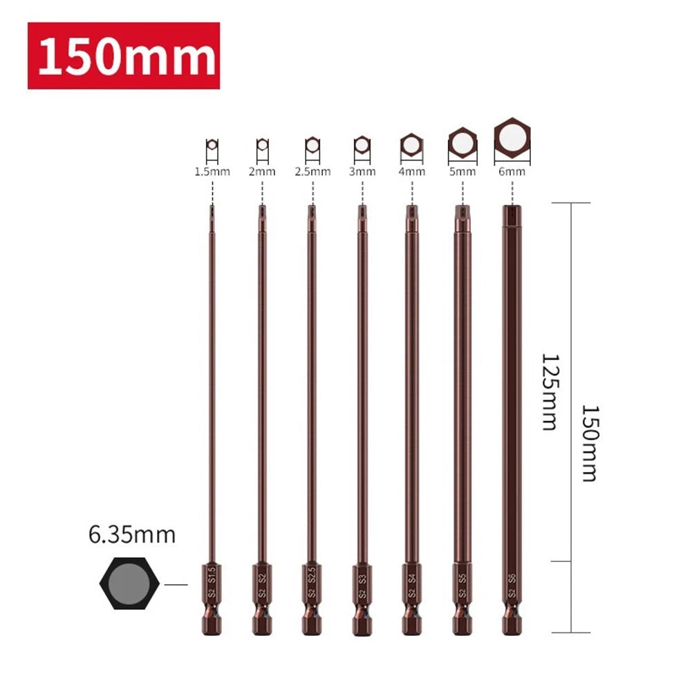 7 Size Hex Screwdriver Bits Set for Various Projects