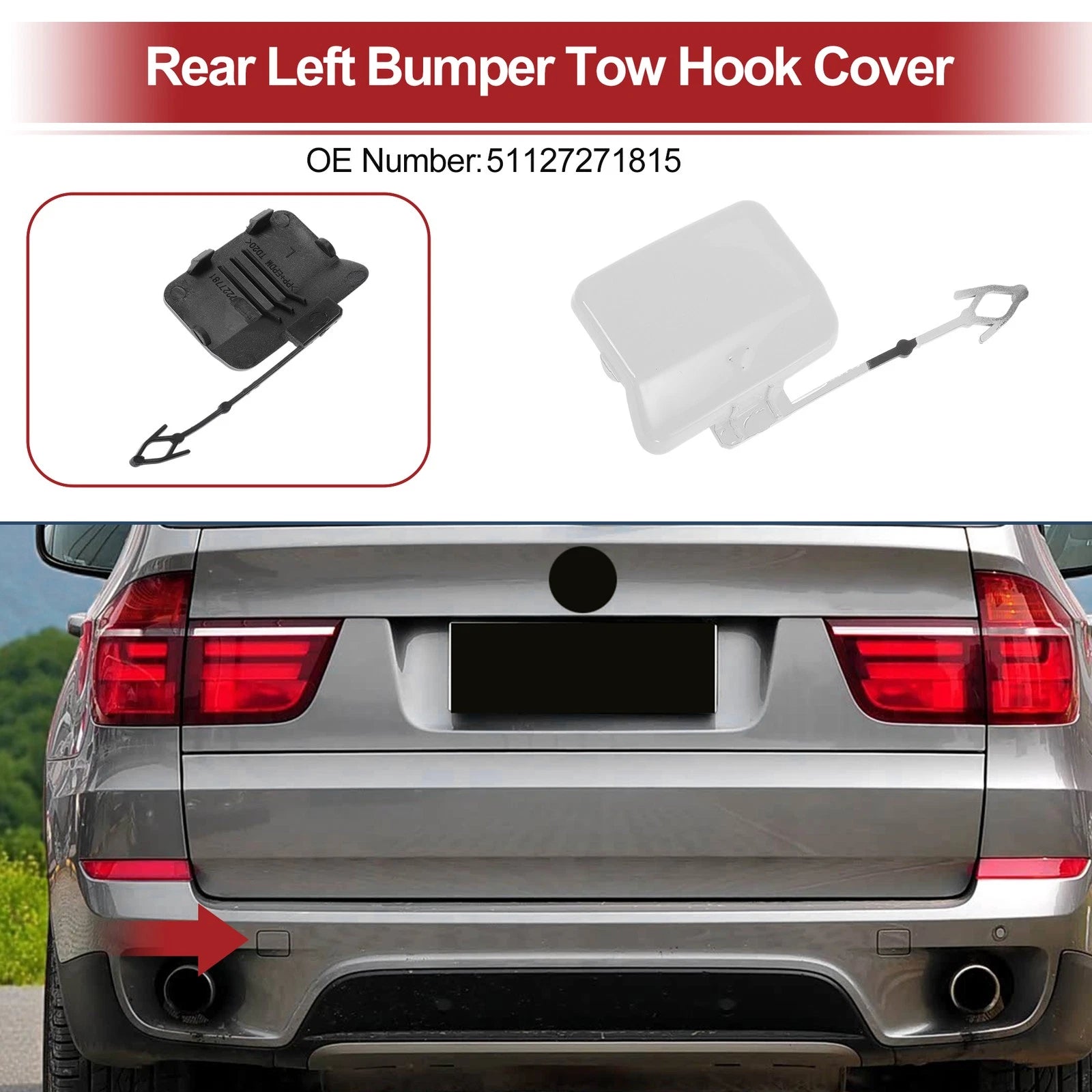 Tow Hook Cover Cap for BMW X5 E70 (2011–2013) No. 51127271815 White