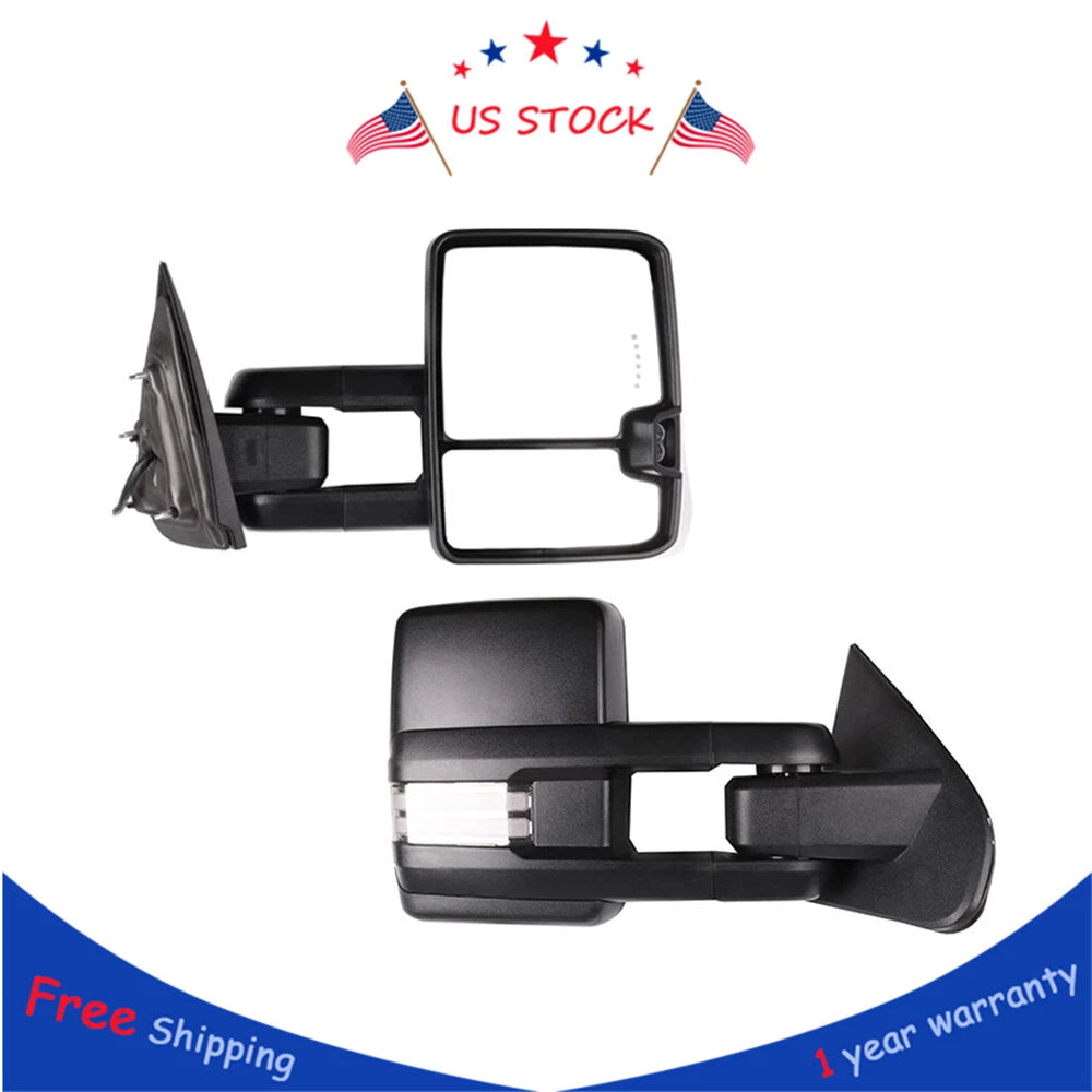 Power Heated Tow Mirrors for Chevy Silverado Sierra (2014–2018) with LED Signal