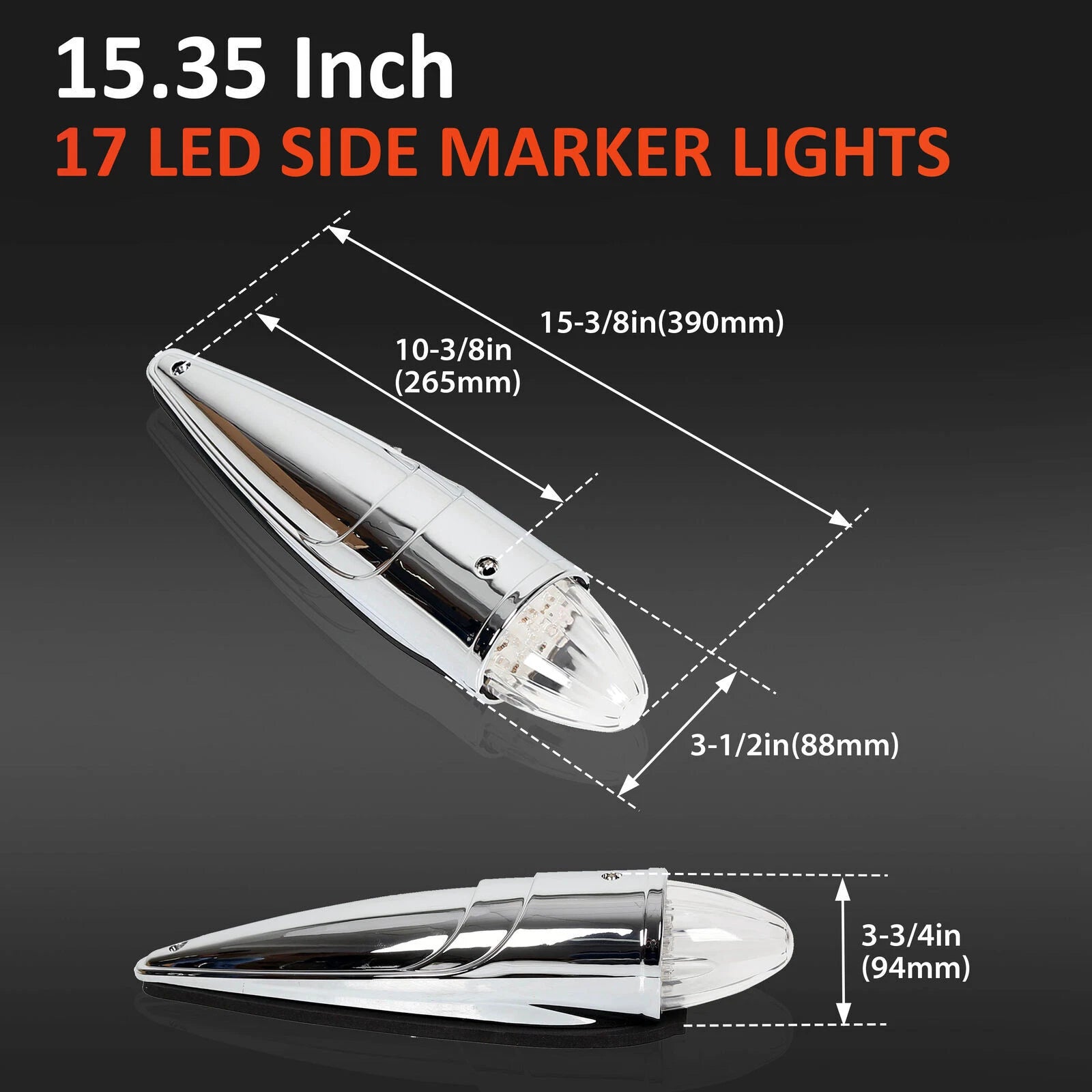 5X LED Torpedo Cab Marker Roof Light for Peterbilt Kenworth Mack