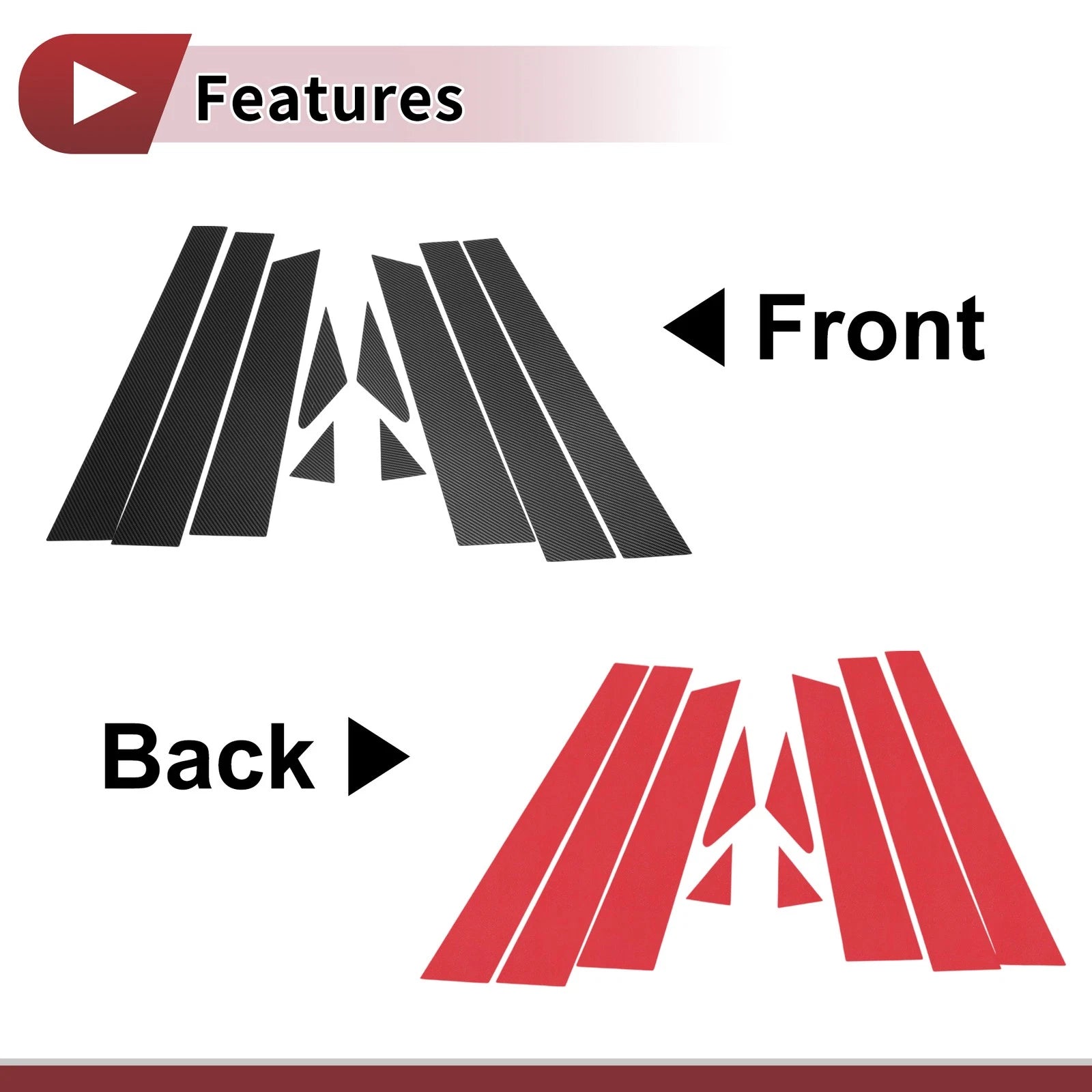 Door Pillar Window Trim for Nissan Murano (2003–2008) Black Carbon Fiber