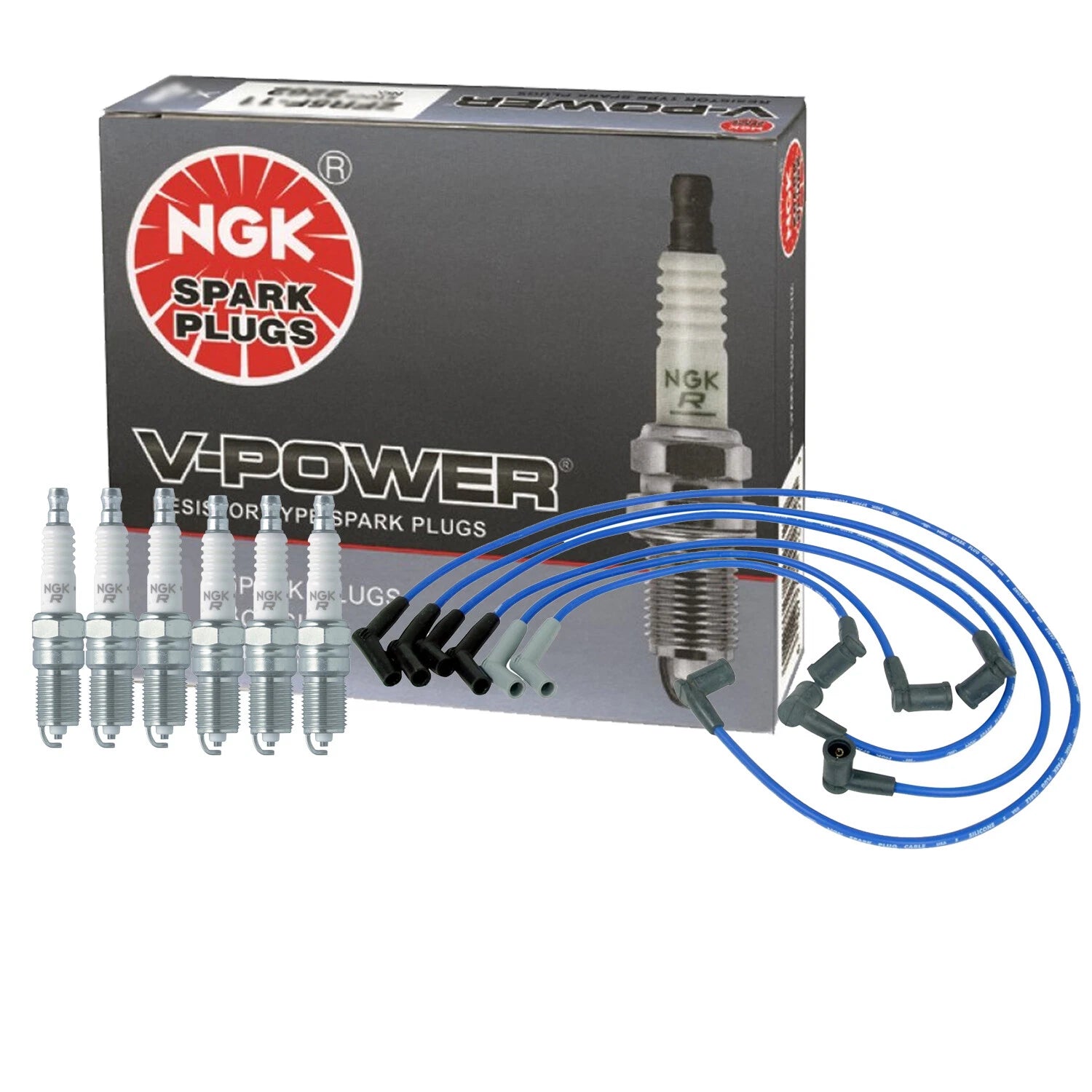 NGK 6 V-Power Spark Plugs Kit for Ford Ranger Mazda B3000 (1998–2009)