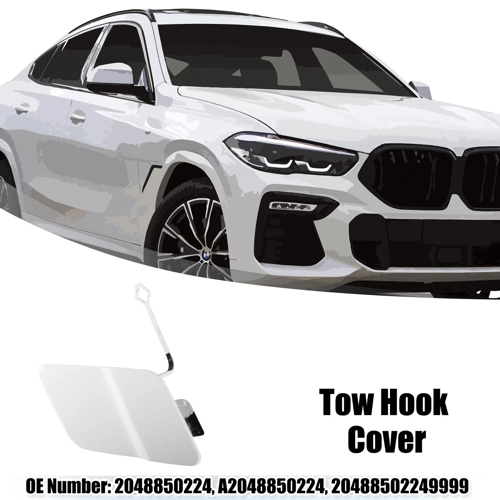 Tow Hook Eye Hole Cover for Mercedes Benz X204 GLK250 (2009–2015) White