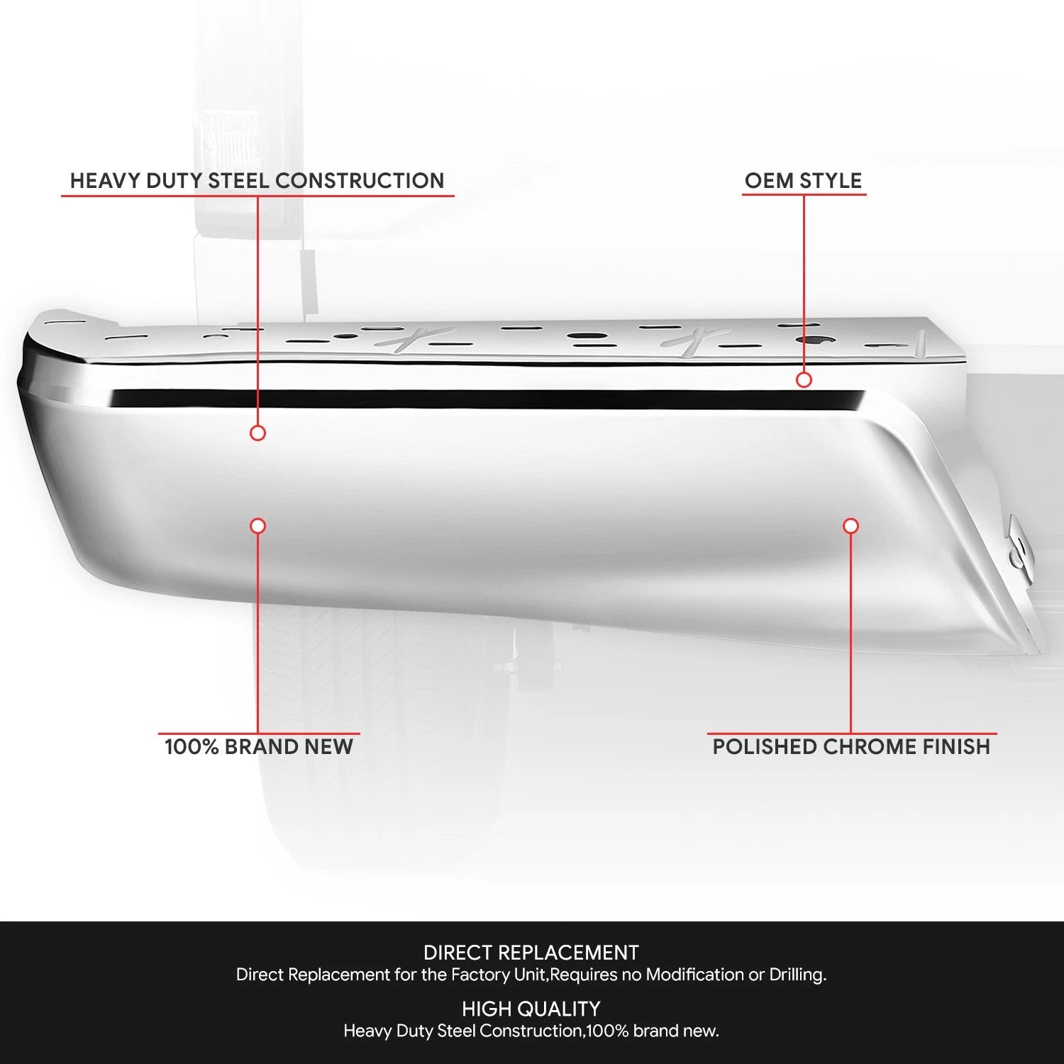Chrome Left Rear Bumper End Cap for Ford F-150 (2015–2020)