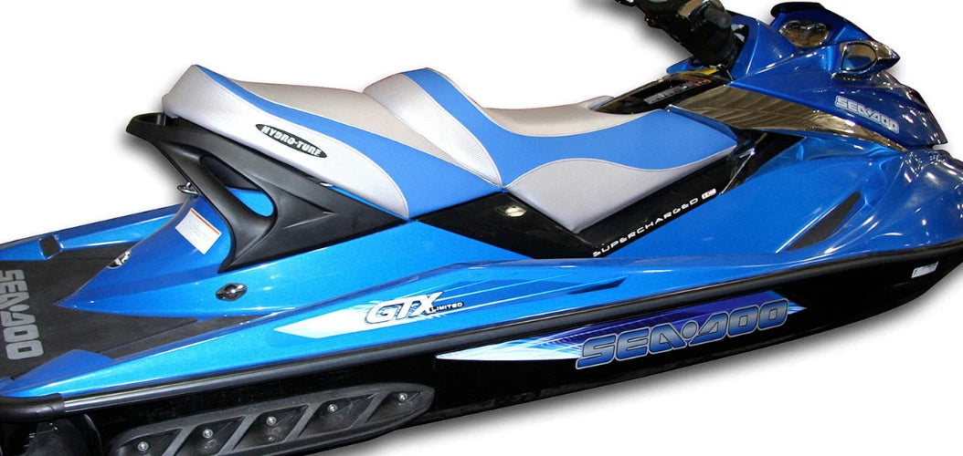 Seat Cover for SeaDoo GTX Limited (2007–2009) Gray/Blue Vinyl