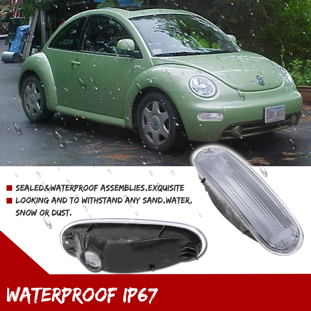 2X Clear Front Side Corner Signal Lights for VW Beetle (1998–2005)