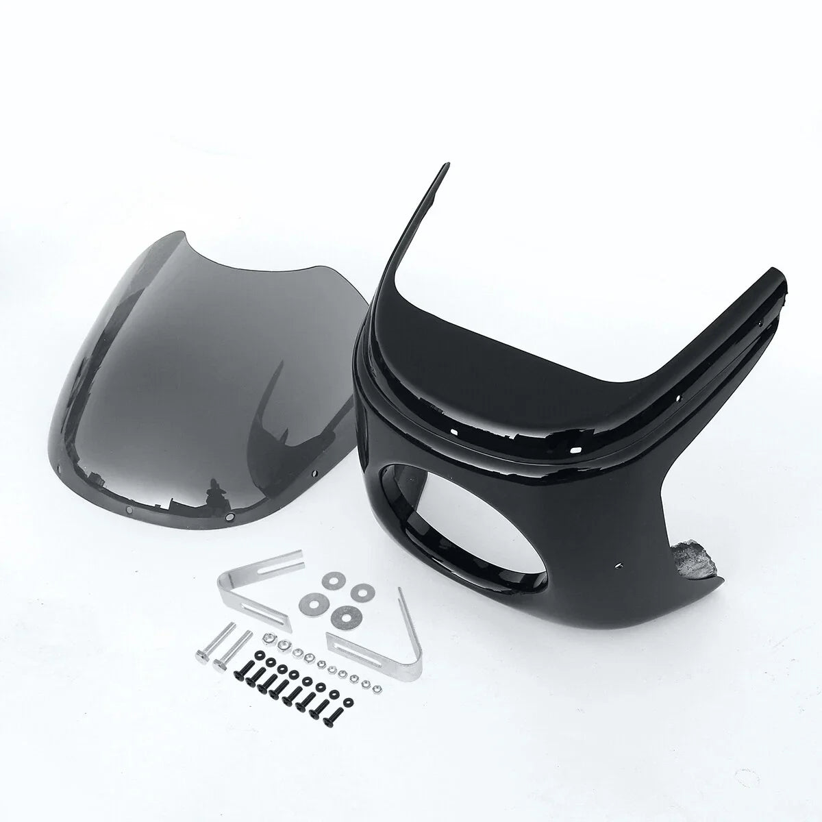 7-inch Round Motorcycle Headlight Headlamp Light Fairing Smoke Windshield Windscreen