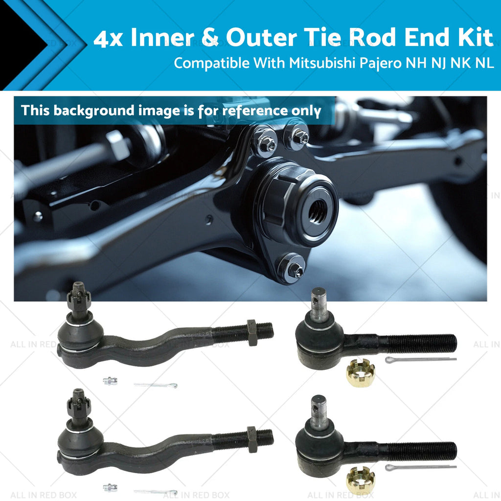 Set of 4 Inner & Outer Tie Rod Ends for Mitsubishi Pajero (1991–2020)