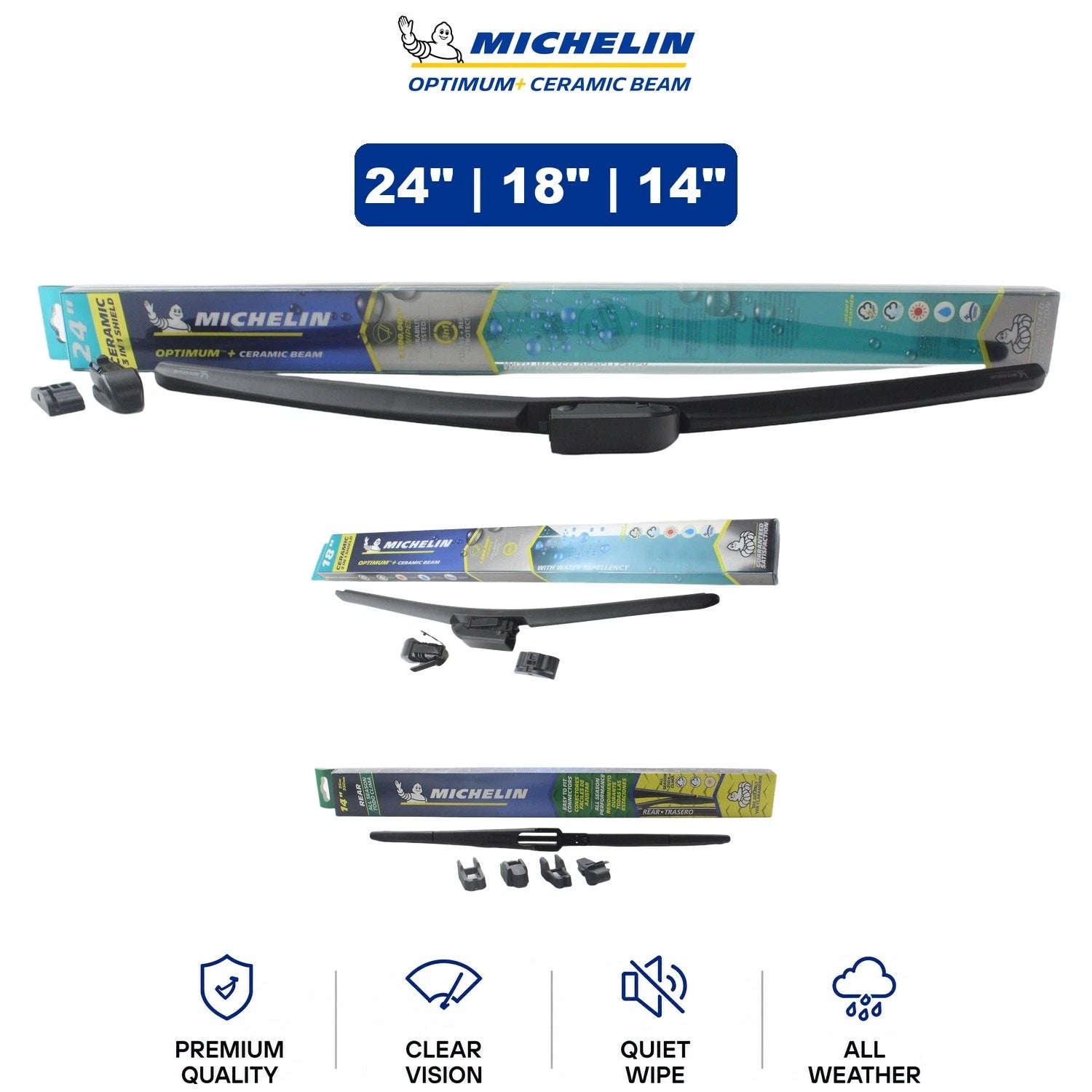Set of 3 Michelin Optimum+ Ceramic Beam Wiper Blades for CX-5 (2013–2016)