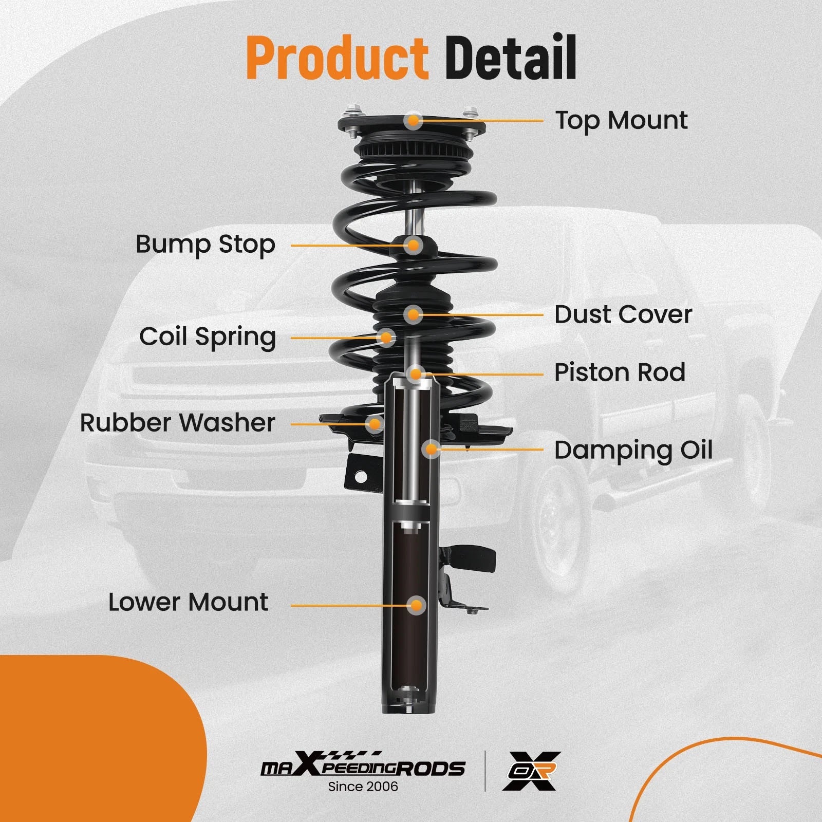 2X Front Complete Struts w/ Coil Spring for Ford Transit Connect (2014–2023)