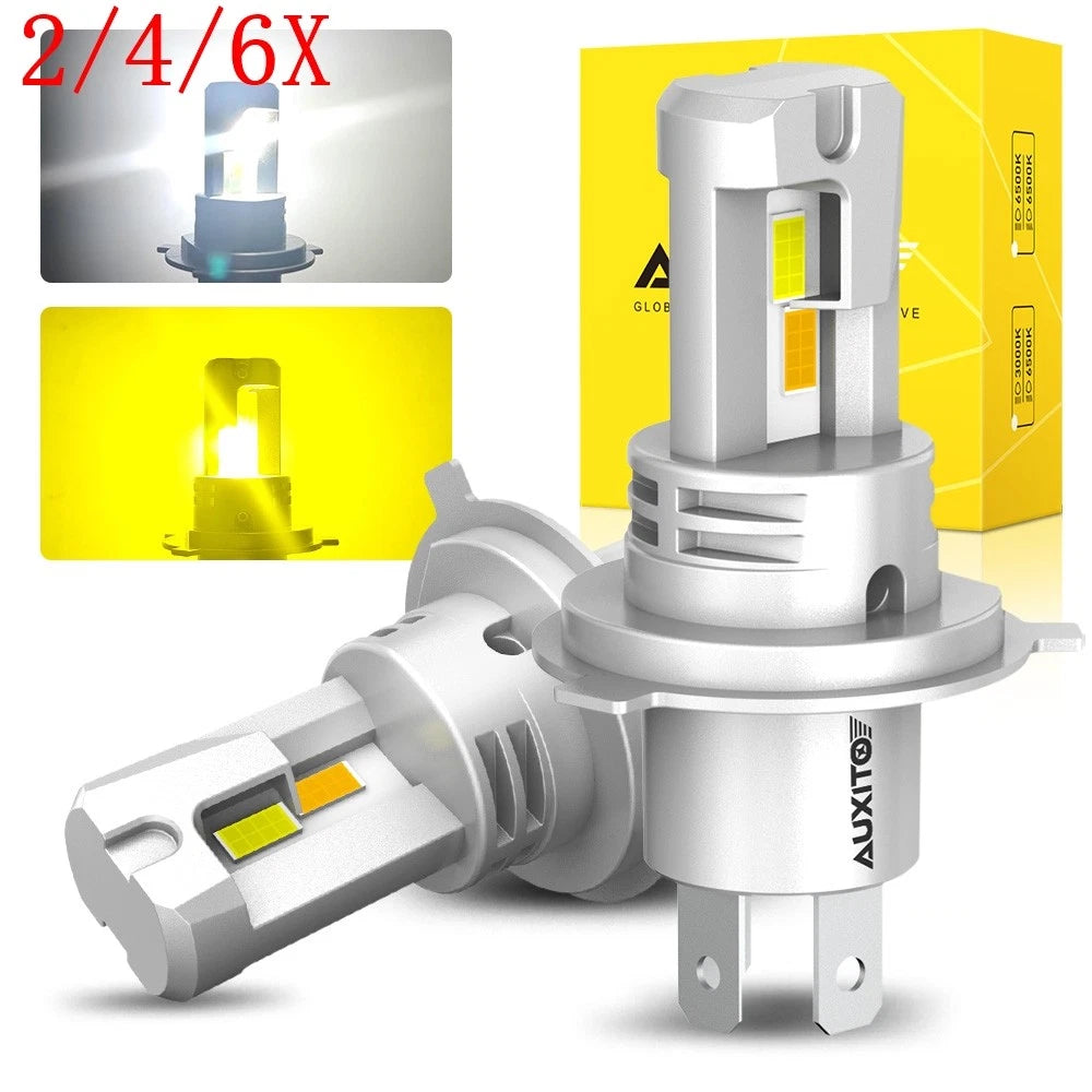 2X H4 9003 LED Headlight Bulbs for Hi/Low Beam Conversion (6500K White)