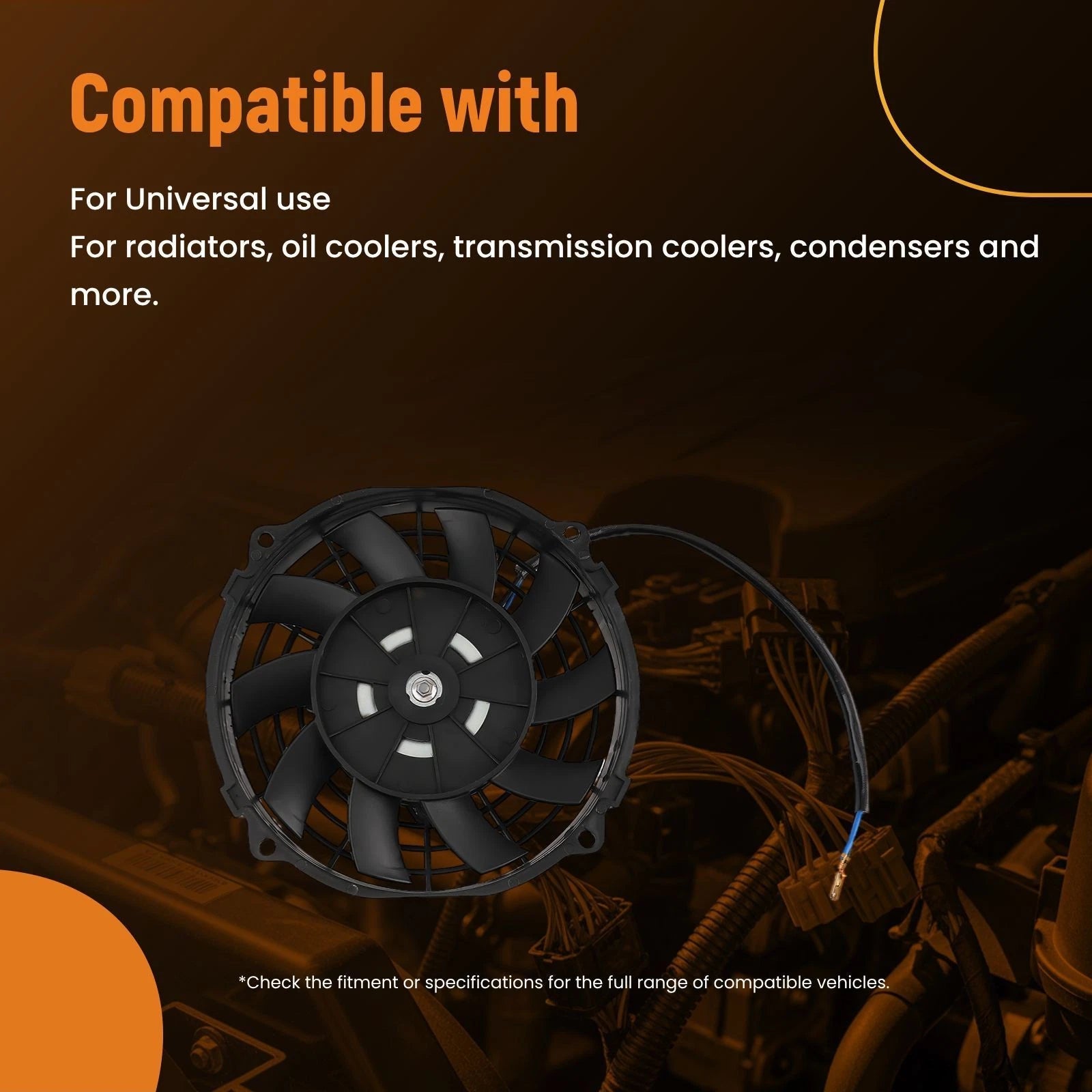 Electric Engine Fan Assembly for Universal Vehicle System (12V 80W, Black) (7") (2012–2012)