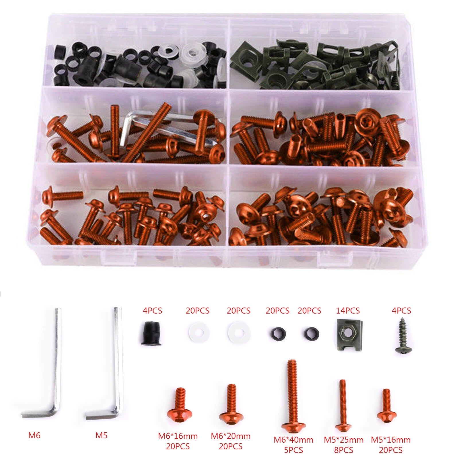 2X Fairing Fender Fastener Kit for Motorcycle (177) - Orange