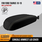 Leather Console Lid Armrest Cover for Ford Taurus (2010–2019) Beige Stitch