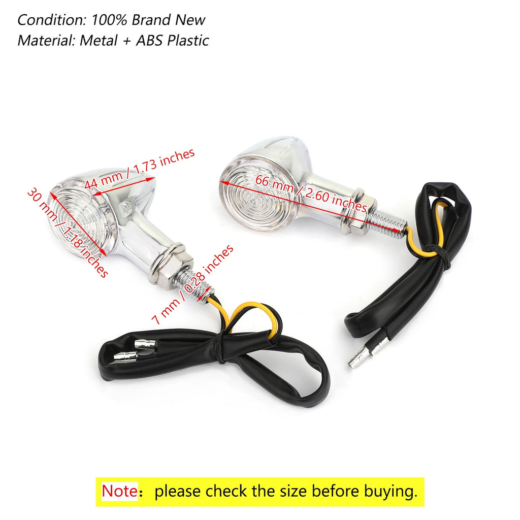 Set of 2 Chrome Bullet Turn Signal Lights for Universal Motorcycle