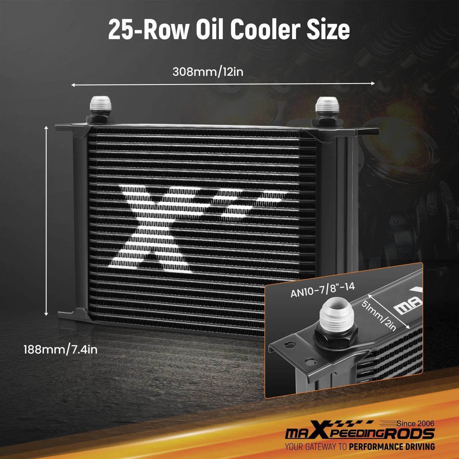 Aluminum Oil Cooler AN10 25 Row for Universal Fit (Various Models)