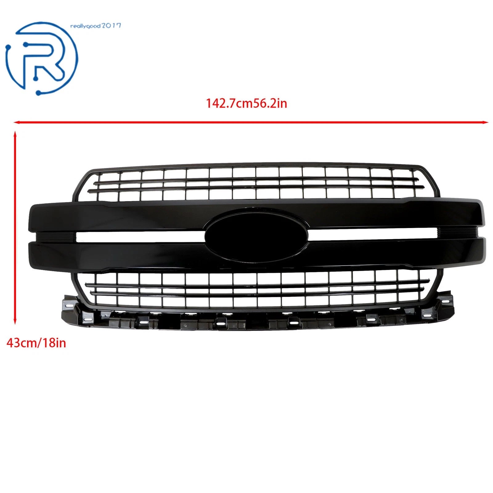 Front Grille for Ford F150 Lariat (2018–2020) Gloss Black Lariat Style