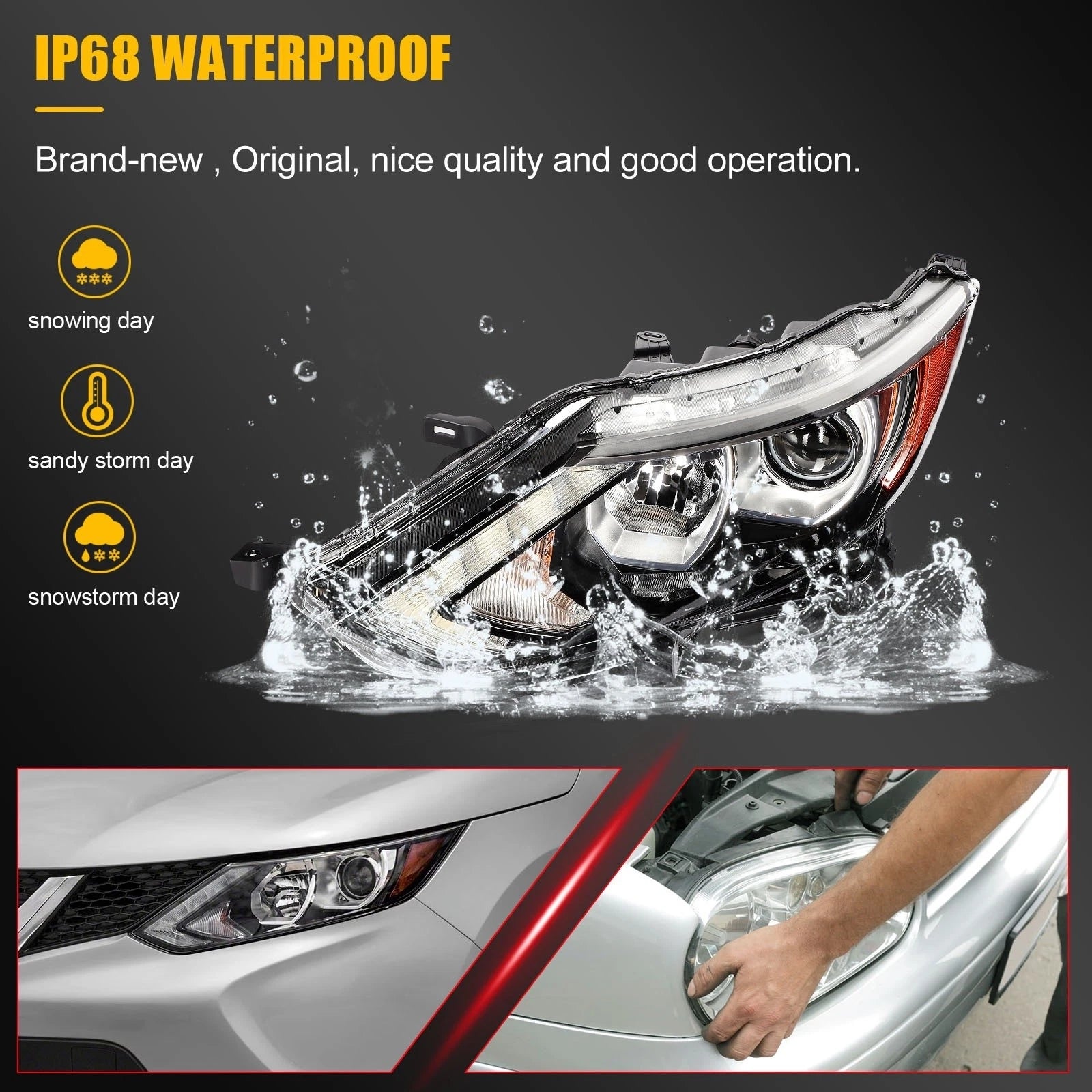 Headlight Assembly for Nissan Rogue Sport (2017–2019) Left + Right Pair