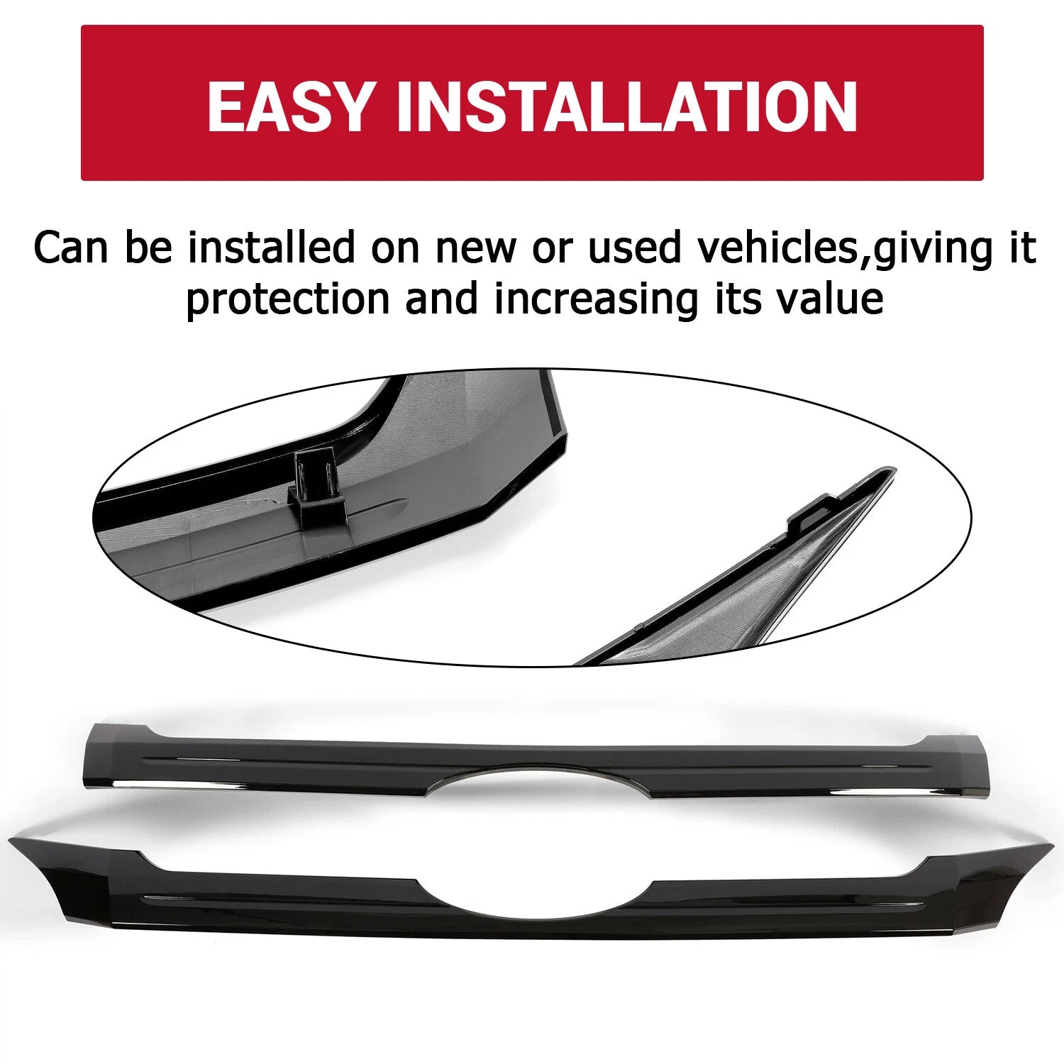 Set of 2 Front Upper & Center Grilles for Ford Edge (2011-2014) Black Painted