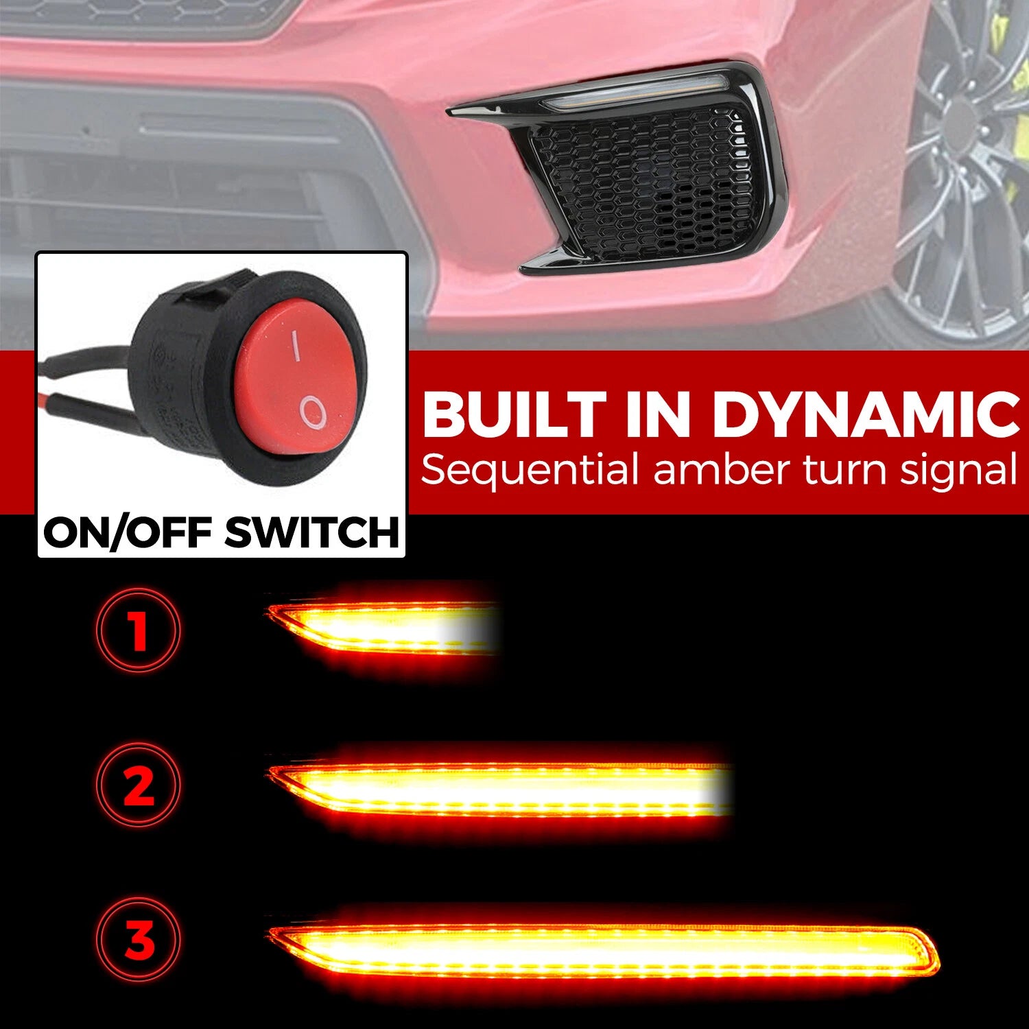 Sequential LED DRL Fog Light Bezels for Subaru WRX STI (2018–2021) LH+RH