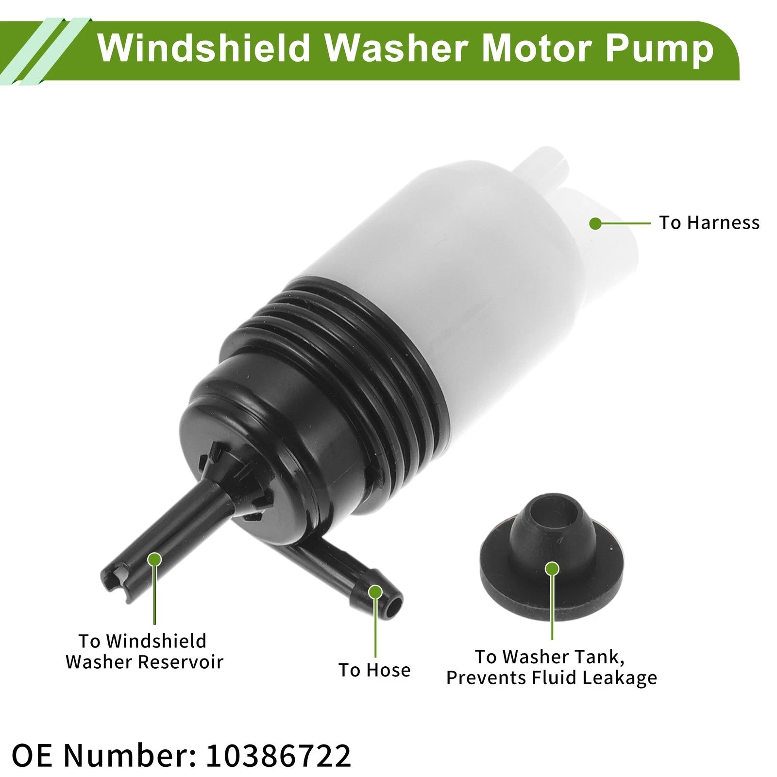 Windshield Washer Pump w/Grommet for Buick Enclave (2008–2016) No. 10386722