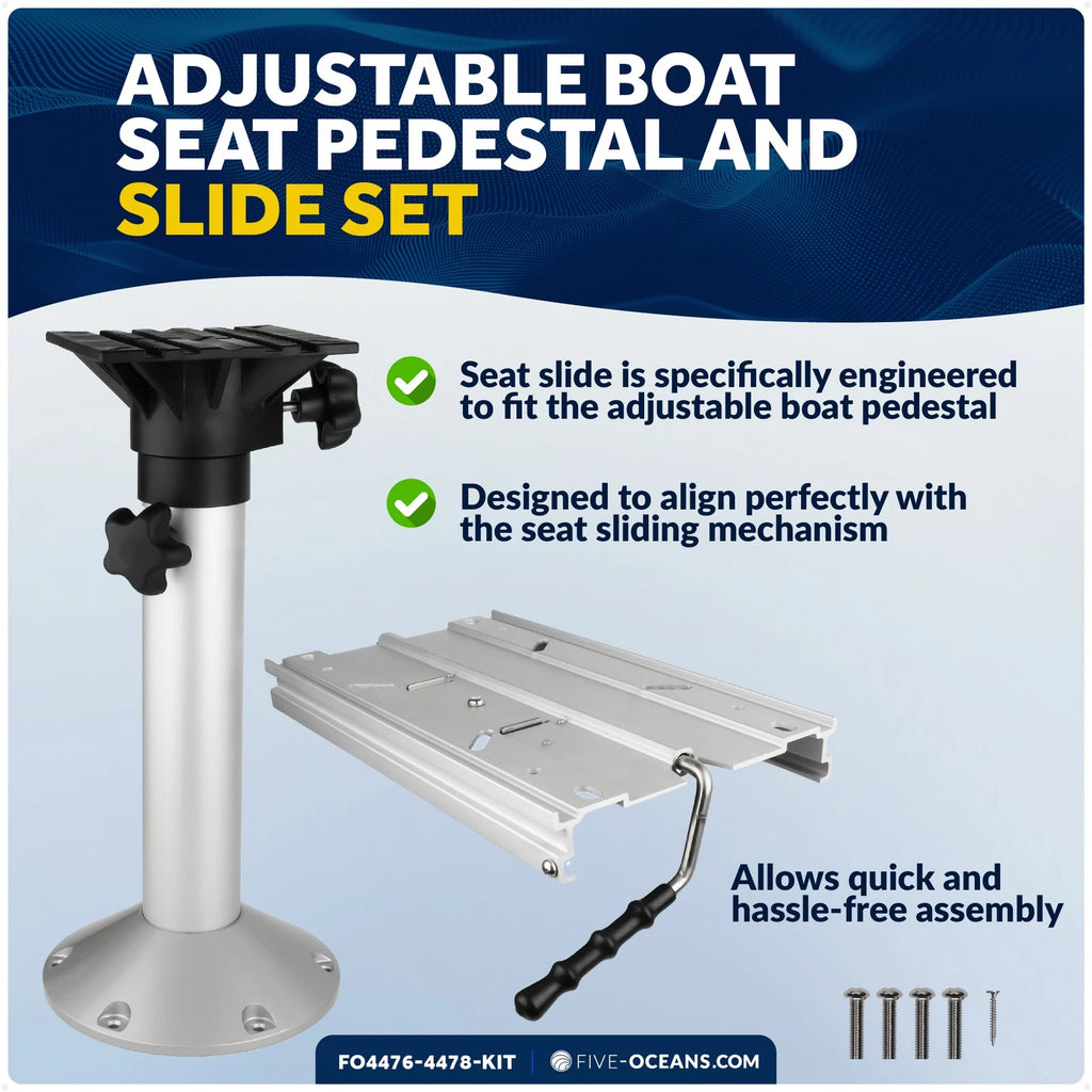Adjustable Boat Seat Pedestal and Slide Set (19" to 25")