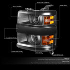 Projector Headlights for Silverado 2500HD (2015–2019) + Tool Box