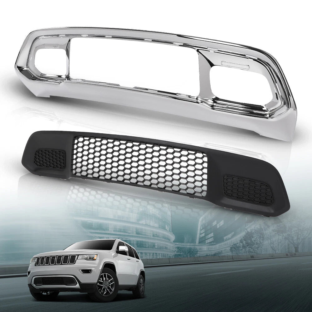 Front Lower Grille & Chrome Bumper Bezel for Jeep Grand Cherokee (2017–2022)