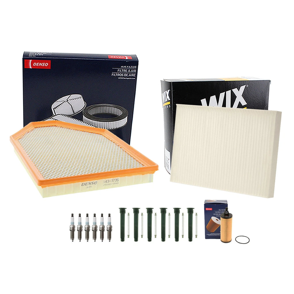 Denso Tune Up Kit & NGK 6 Spark Plug Boot Kit for Dodge 300 Challenger Charger (2011–2023)