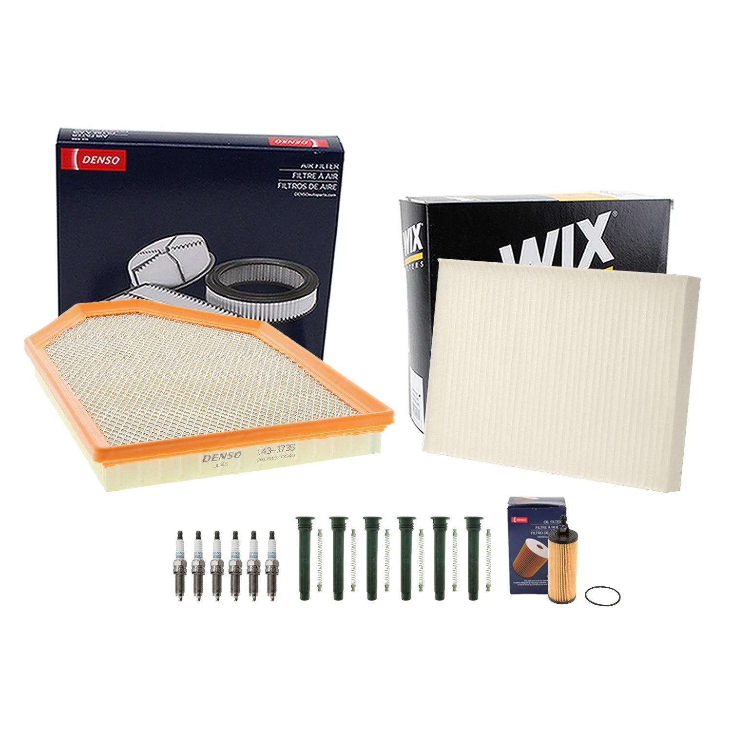 Denso Tune Up Kit & NGK 6 Spark Plug Boot Kit for Dodge 300 Challenger Charger (2011–2023)