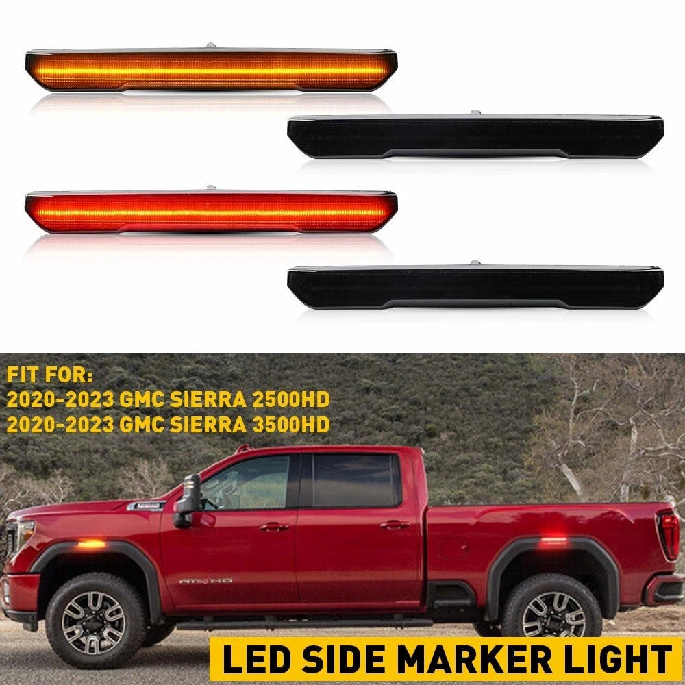 Set of 4 LED Front Rear Side Marker Lights for GMC Sierra 2500 3500HD (2020–2023)