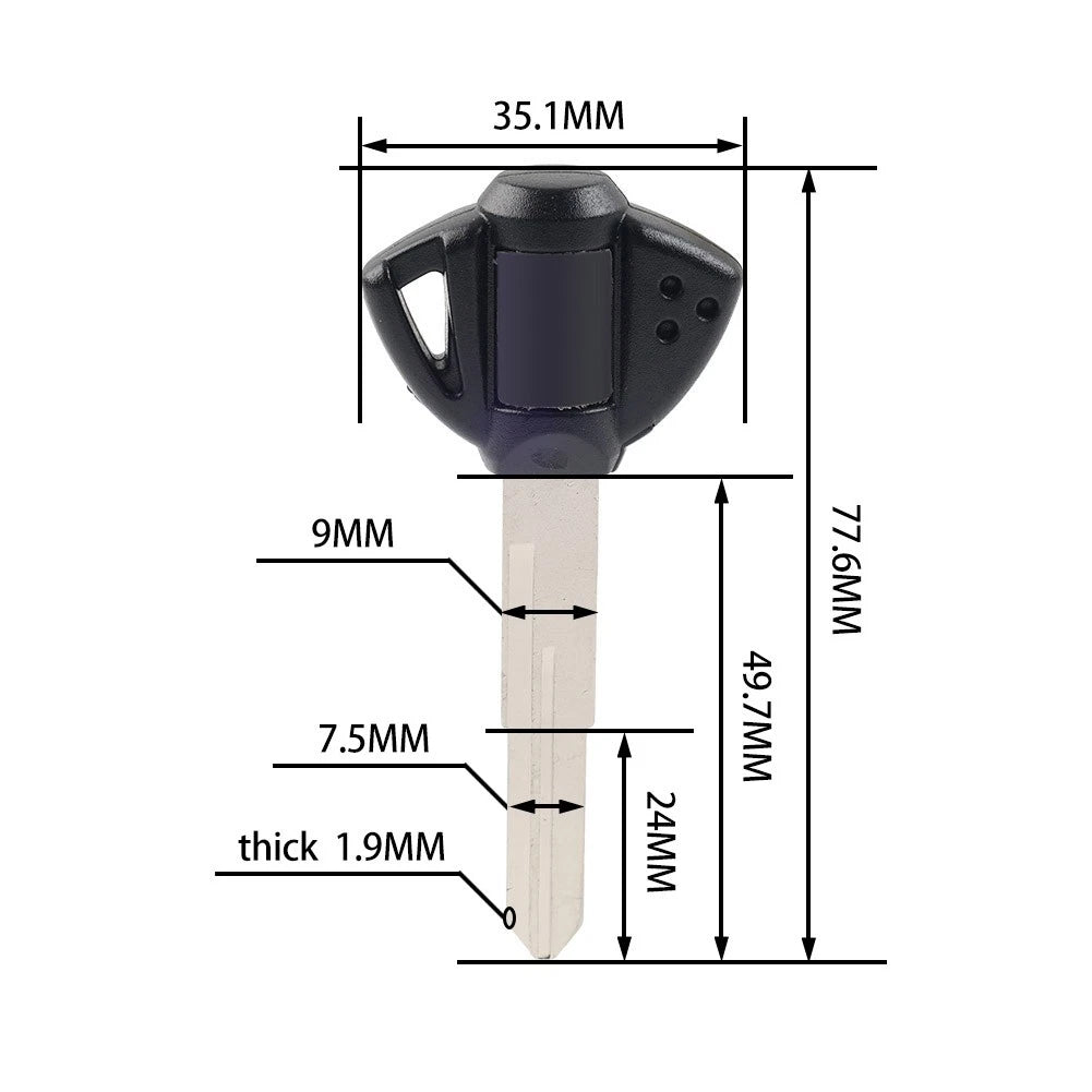 Blank Uncut Key Blade Replacement for Suzuki GSXR600 GSXR750 GSXR1000 (2001–2023)
