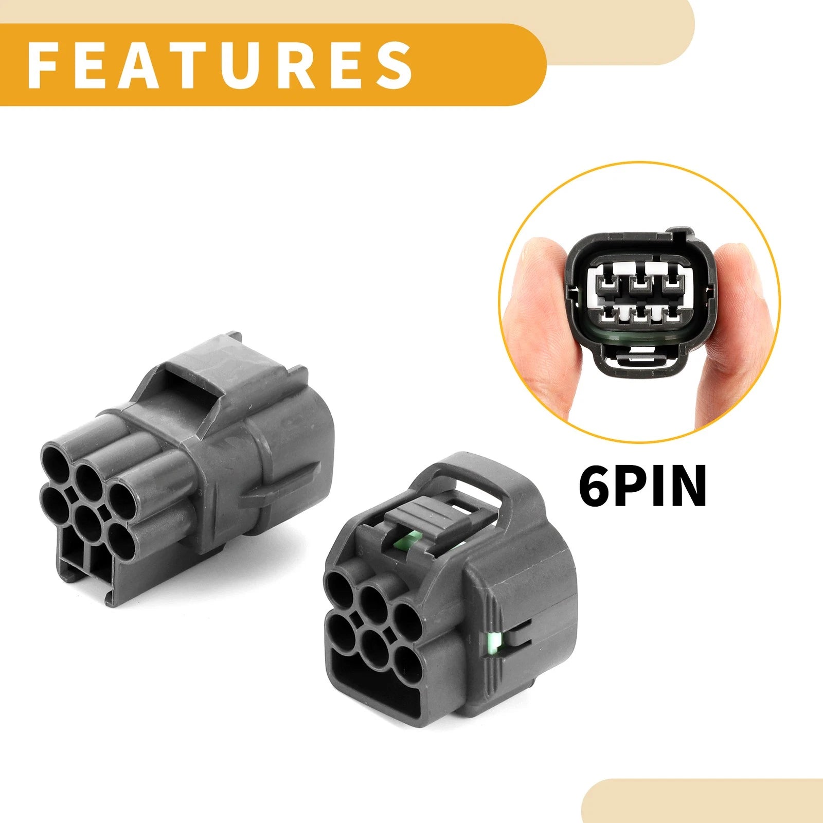6 Pin Front Headlight Connector Plug for Toyota (Plastic, Set of 1)
