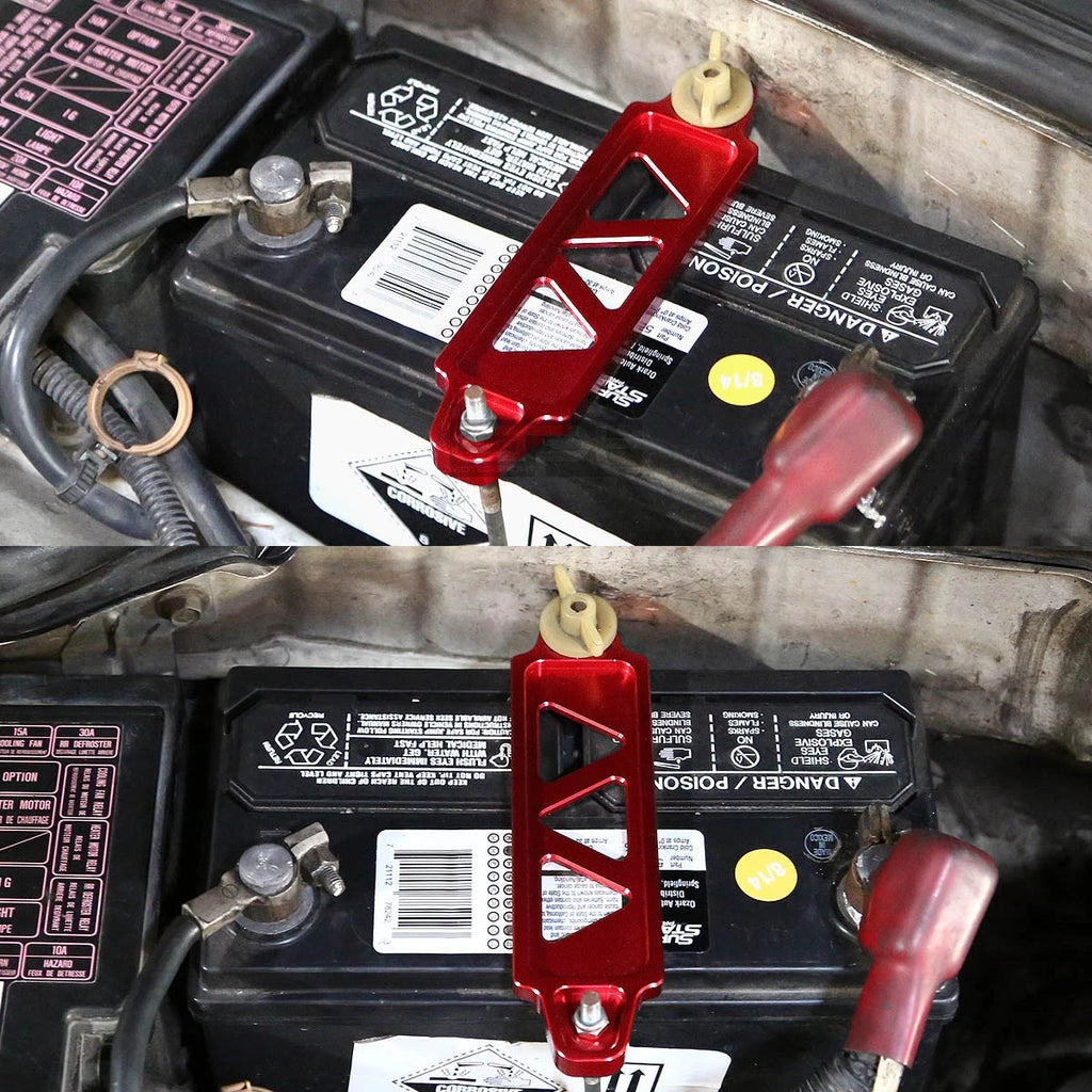Red Aluminum Battery Tie Down Mount Bracket for Auto Car (170MM/145MM)