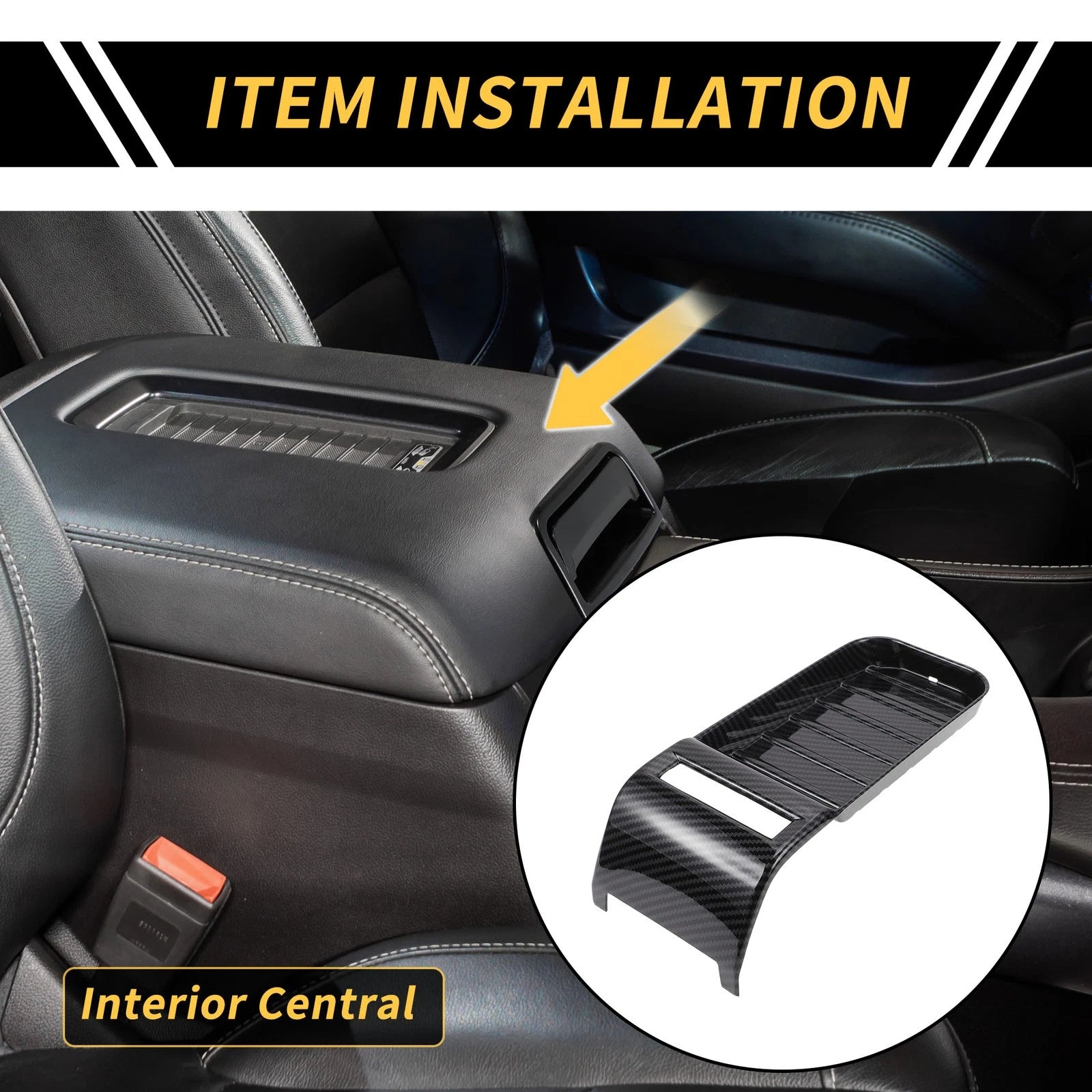 Carbon Fiber Central Armrest Storage Box Cover for Toyota Tundra (2014–2021)