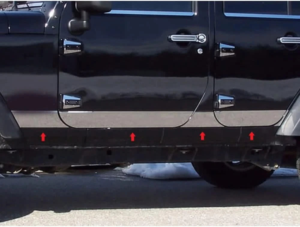 10p Luxury FX Chrome 3 3/4' Rocker Panel Molding fit for 2007-2018 Jeep Wrangler