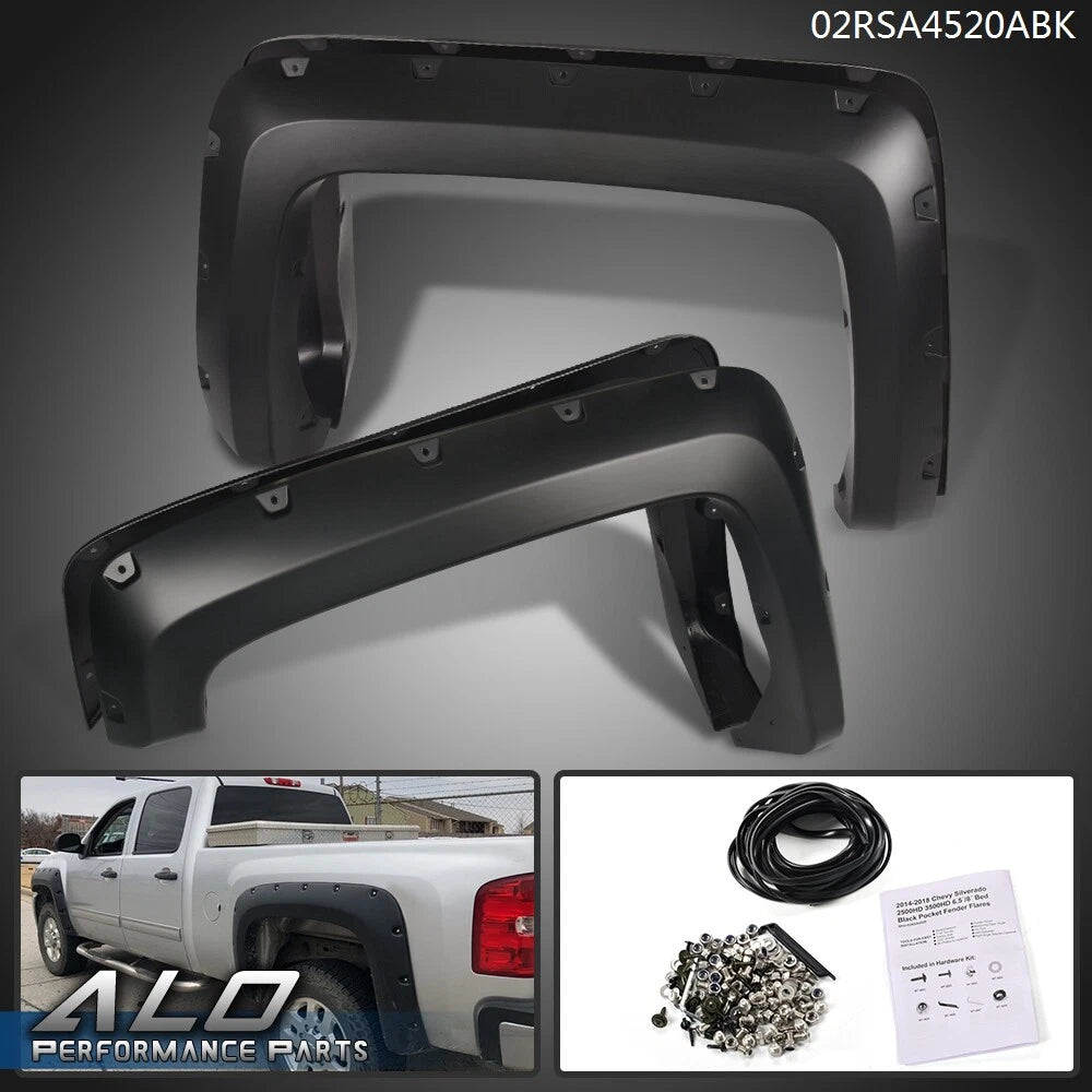 Set of 4 Pocket-Riveted Fender Flares for Chevy Silverado (2014–2018)
