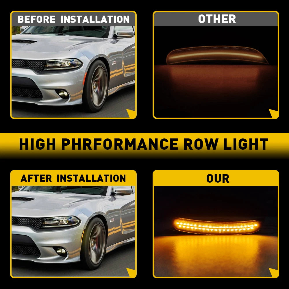 AUXITO LED Side Marker Bumper Lamps for Dodge Charger (2015–2022)