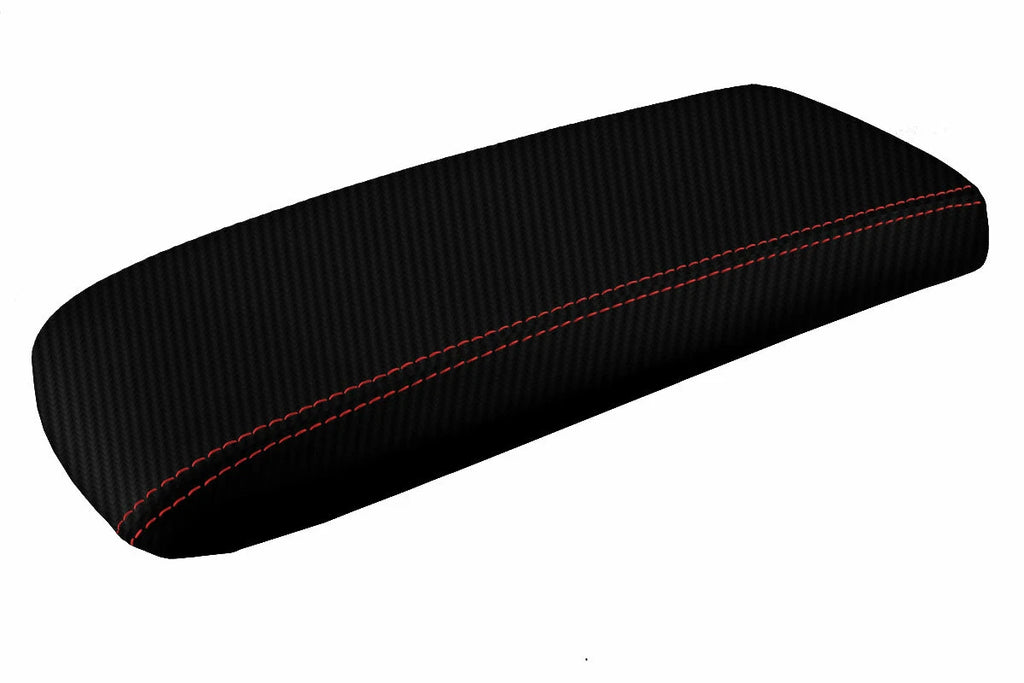 Console Lid Armrest Cover for Ford Explorer (1995–2001) Carbon Fiber Red Stitch