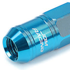 Set of 4 Open-End Aluminum Sky Blue Lug Nuts + Adapter M12x1.5 for Vehicles