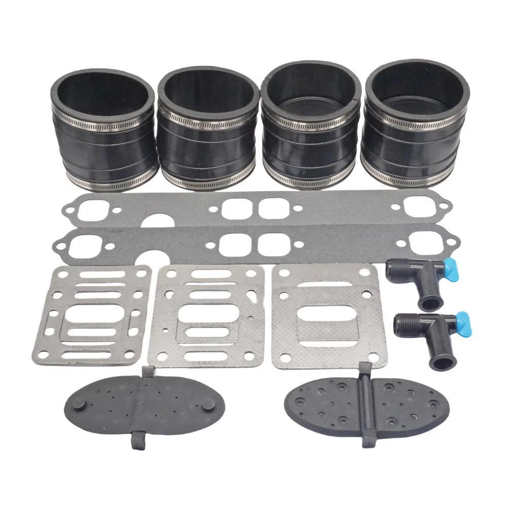 Exhaust Manifold Kit with Gasket & Drain Elbow for Mercruiser 4"