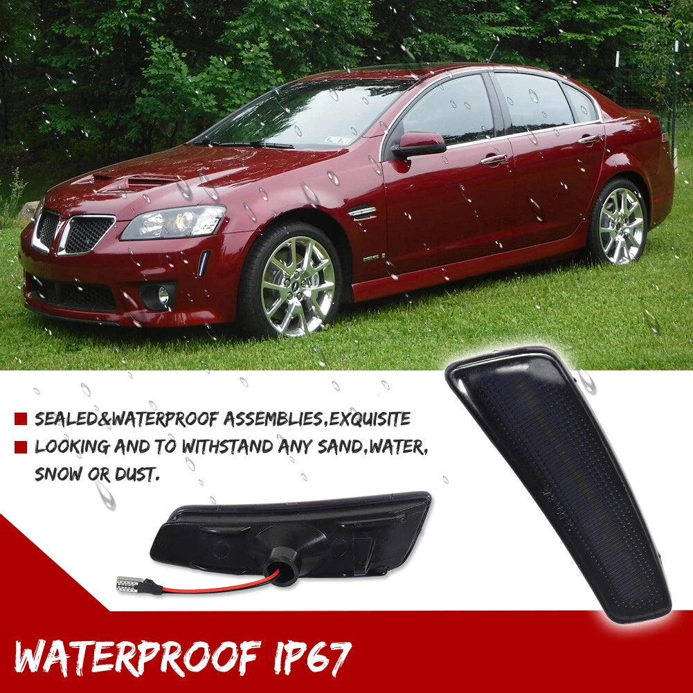 2X Smoked LED Front Bumper Side Marker Lights for Pontiac G8 (2008–2009)