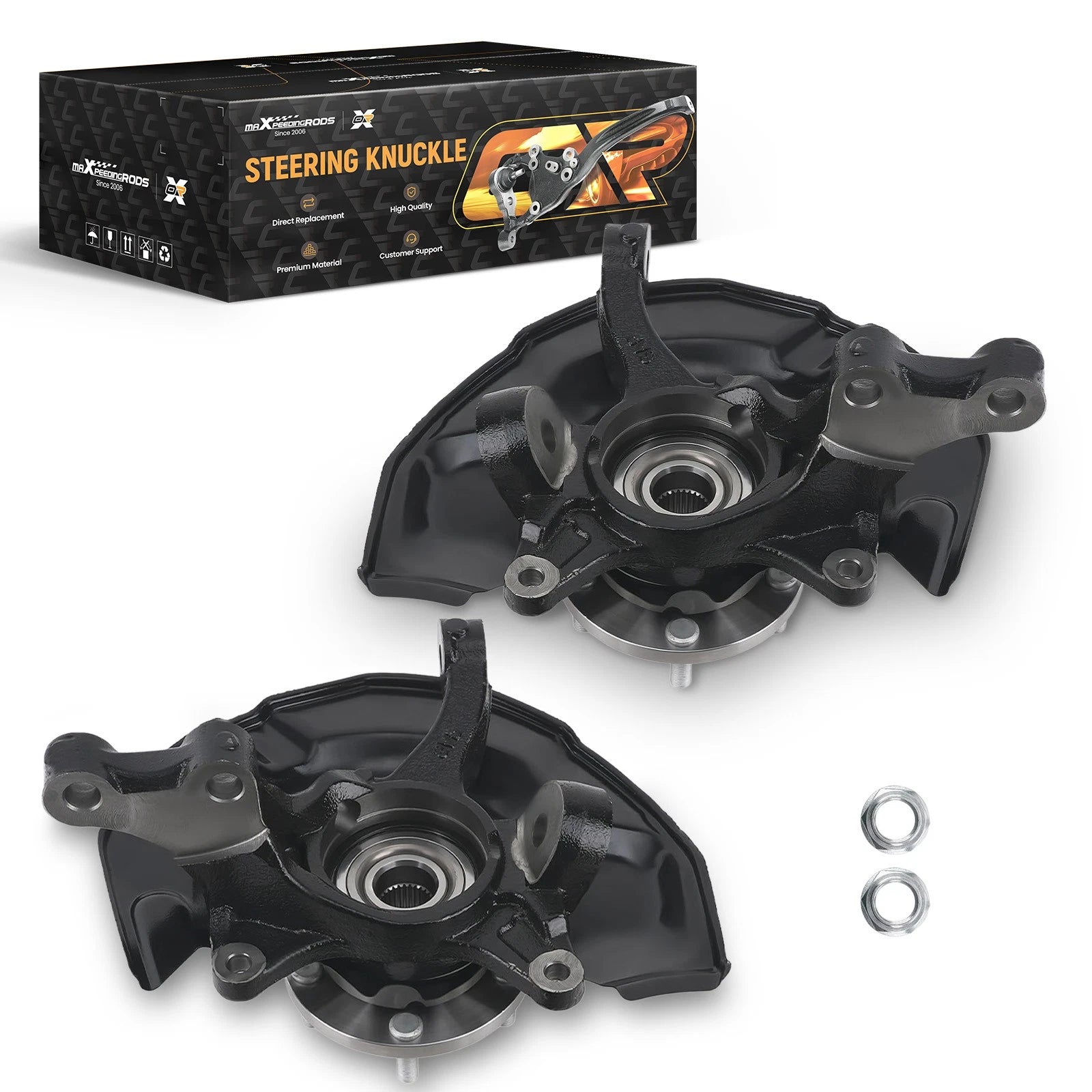 2X Front Steering Knuckle & Wheel Hub Bearing for Toyota Sienna (2004–2006) 698425