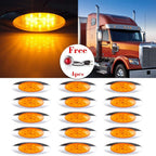 15x 6.5" 16LED Amber Side Marker Clearance Light for Chrome Bezel