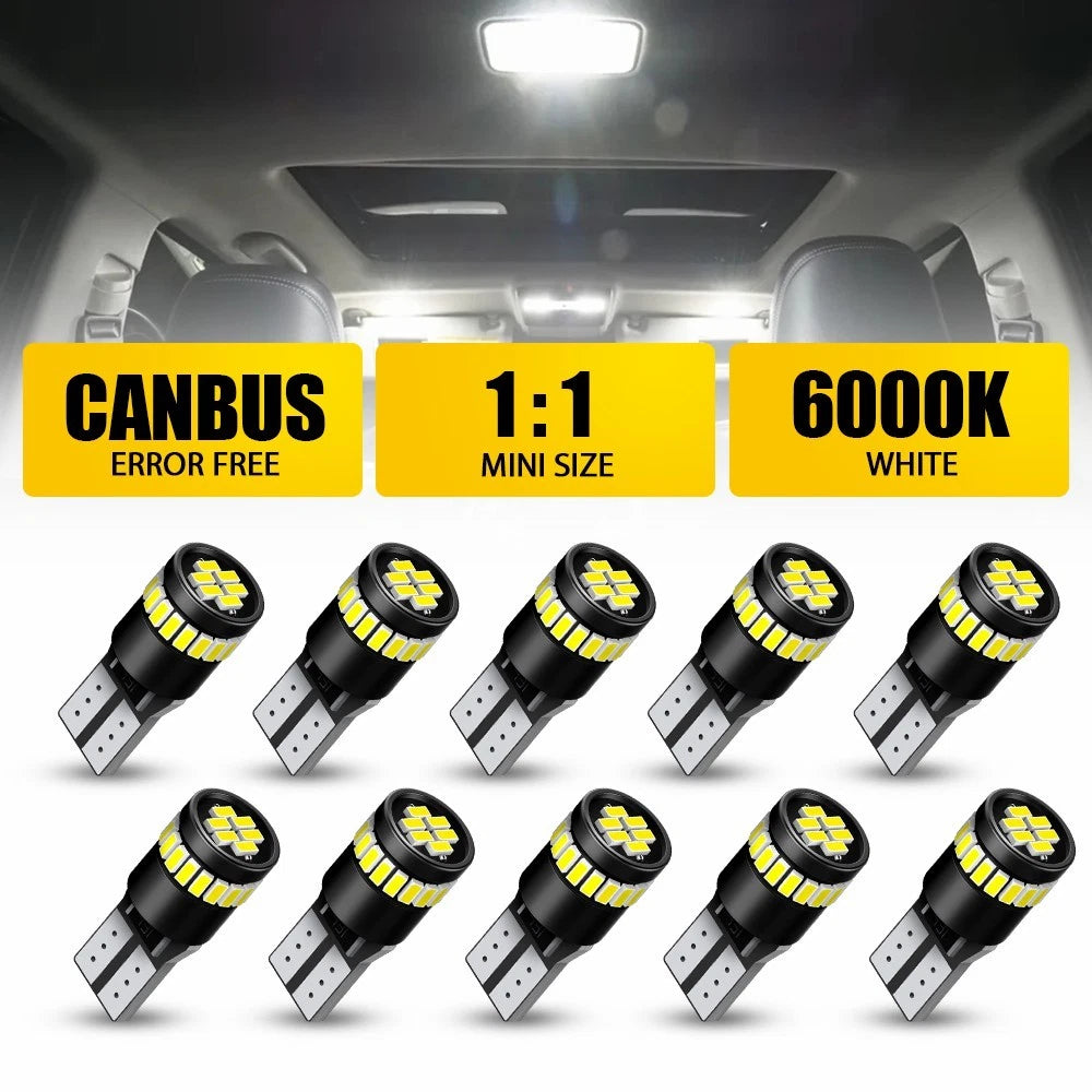 10x T10 LED Side Light Bulbs for Cars (Error Free)