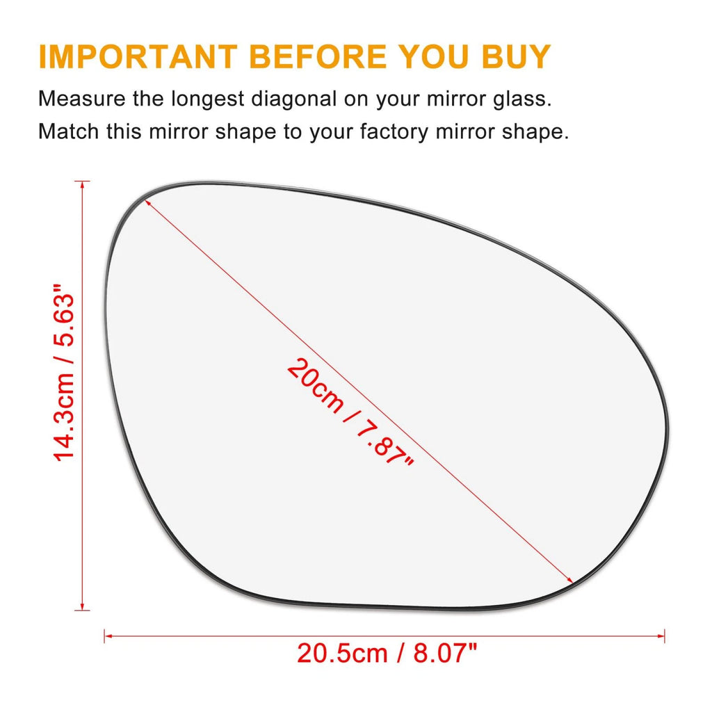 Heated Mirror Glass with Backing Right Side RH for Nissan Cube Juke (2009–2014)