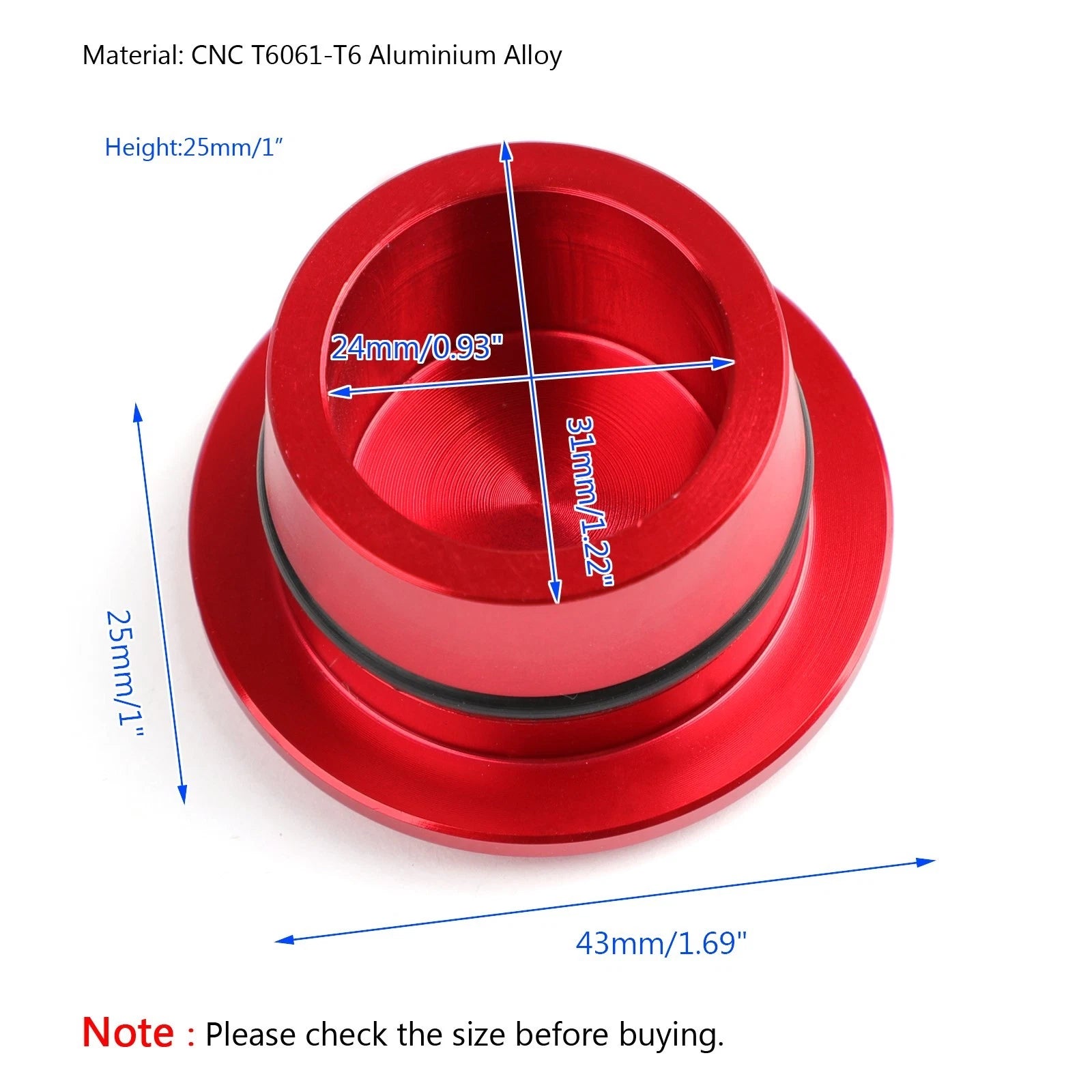 CNC Frame Hole Plug Protector Red for Yamaha T-Max 530 (2005–2016)