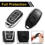 TPU Silicone Car Key Case for Hyundai i10 (2010–2023) - Black/Silver Edge