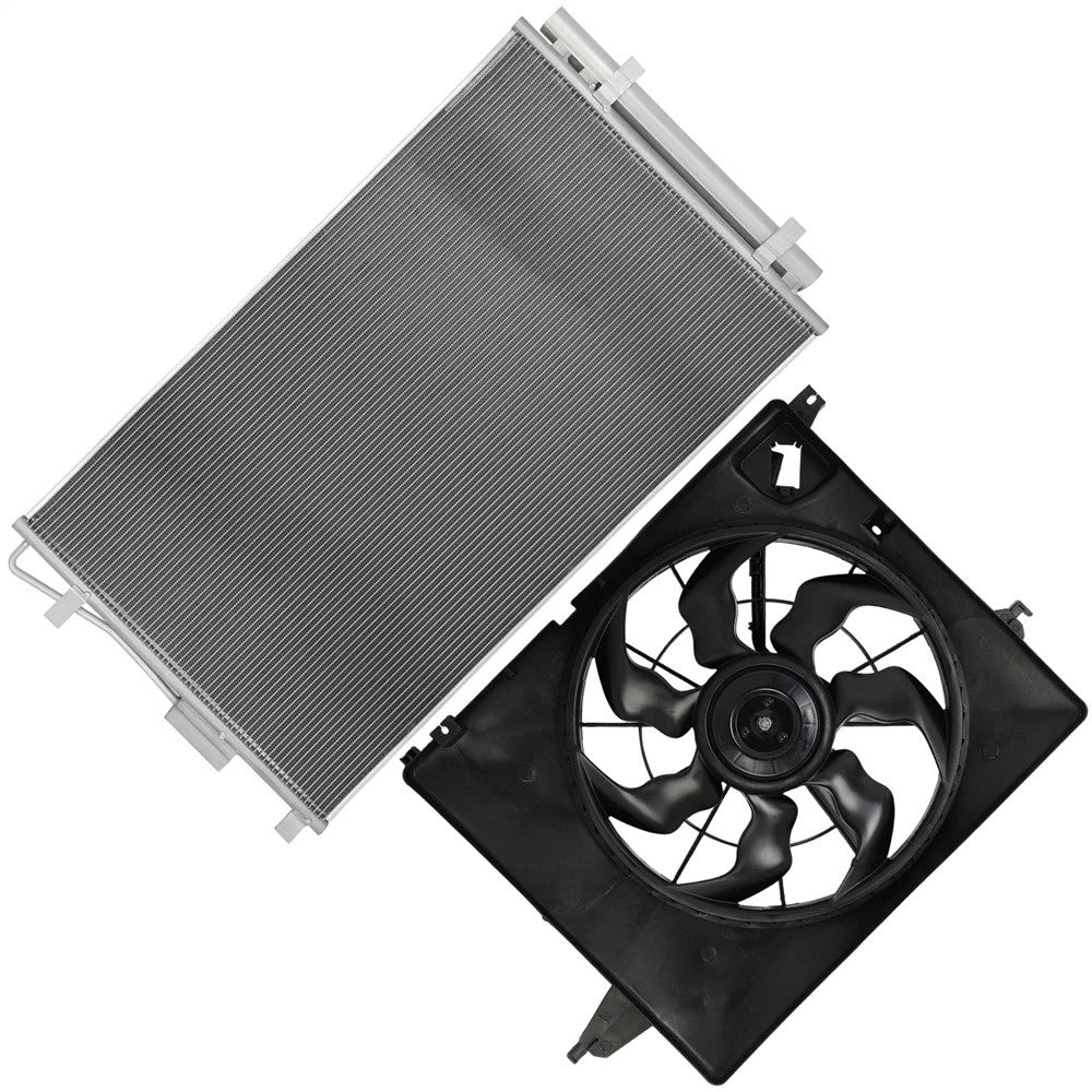 AC condenser and cooling fan assembly for Hyundai Santa Fe Sport (2013–2018)