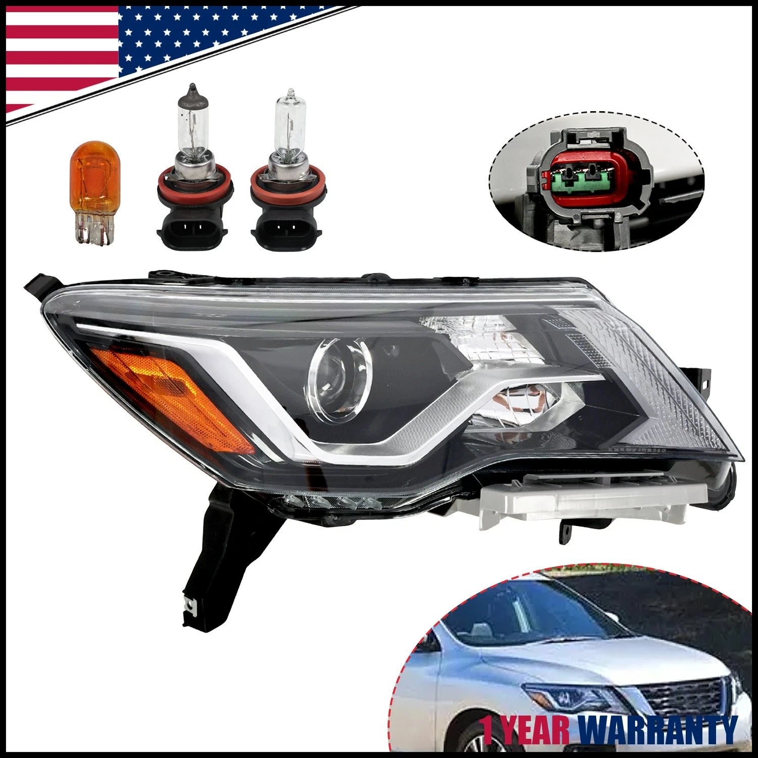 Halogen Headlight Right Passenger Side for Nissan Pathfinder (2017–2020)
